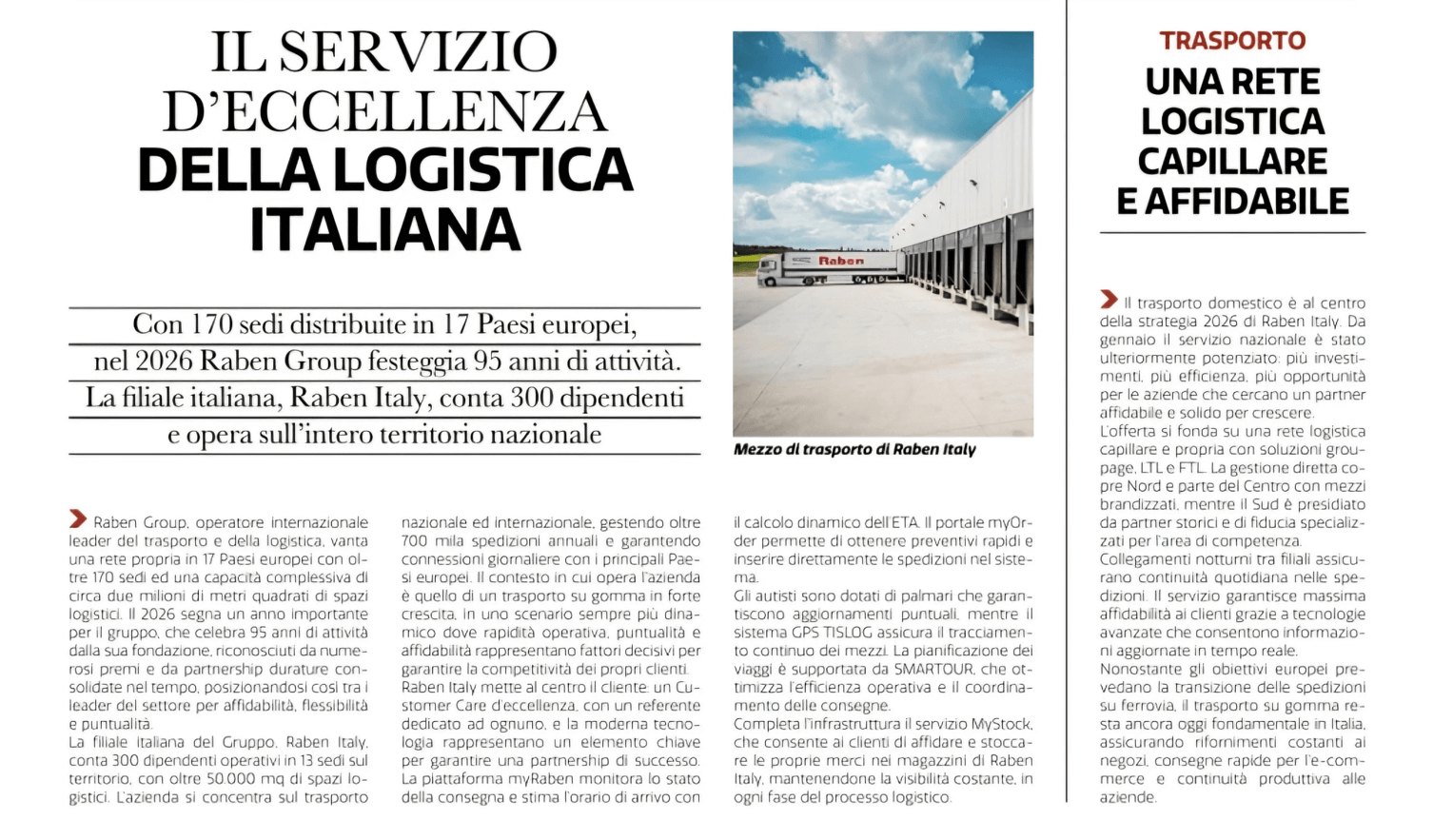 Raben Italy & Corriere della Sera Italia 